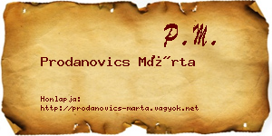 Prodanovics Márta névjegykártya