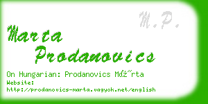 marta prodanovics business card